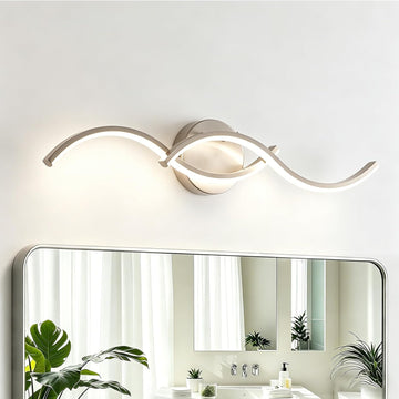 Brushed Nickel Curved 5CCT Bathroom Vanity Light Fixture Over Mirror, 23.62 inch Modern LED Wall Lamp Dimmable