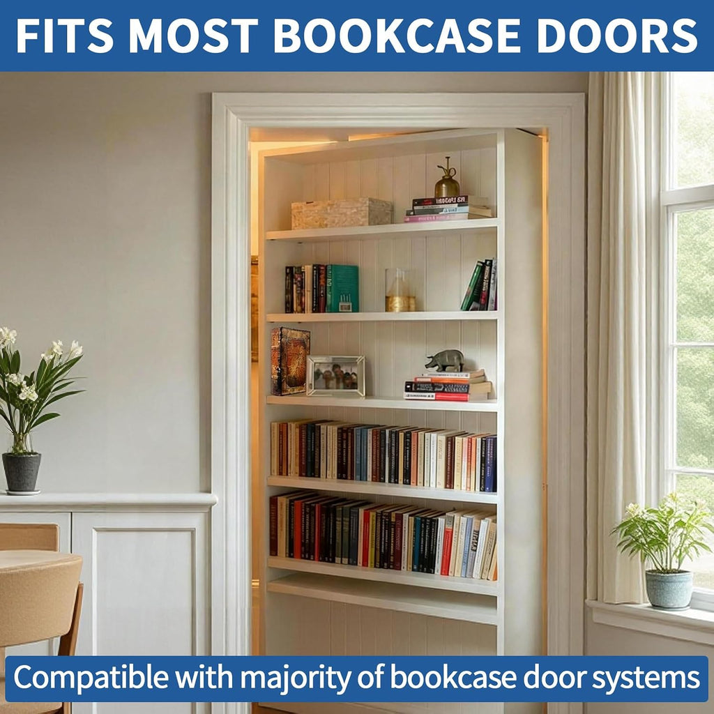 Hidden Bookcase Door Book Latch and Lock, Secret Book Latch Hidden Door Kit for Bookshelf Doors, DIY Secret Doors