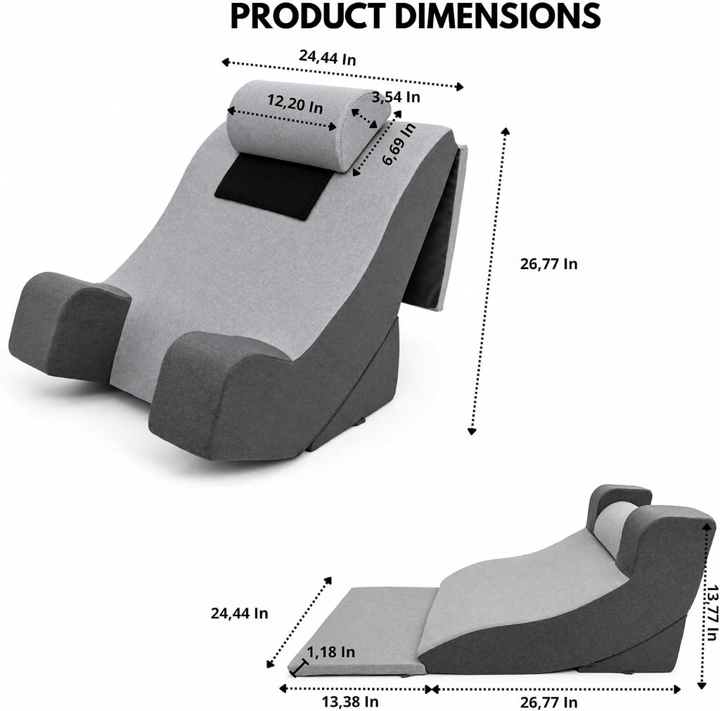 Premium Adjustable Wedge Pillow for Sleeping - High Resilience Foam Bed Rest Cushion for Acid Reflux, GERD, Snoring &