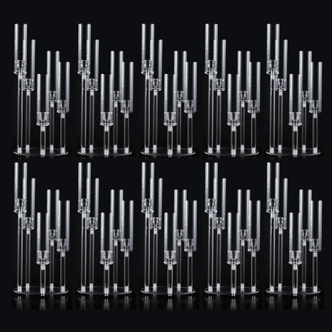 10Pcs Acrylic Candelabra Centerpieces,5 Arm Clear Candelabra Table Centerpiece Acrylic Candle Stick Holders with