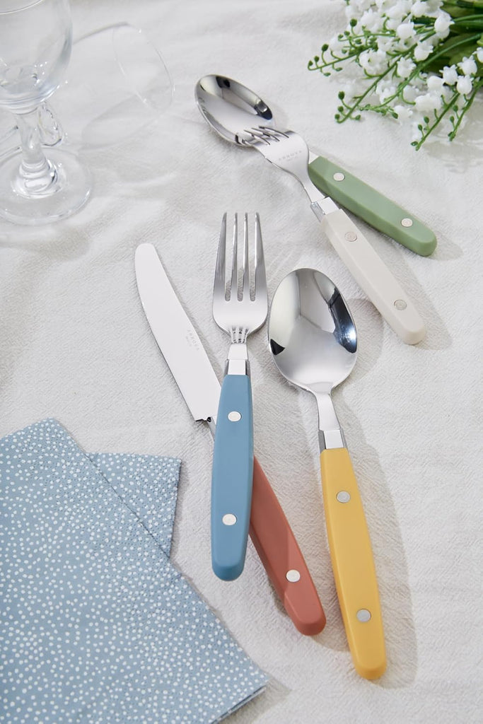 Silverware Set, Retro/Rivet Colorful Stainless Steel Tableware Kitchen Flatware Set Utensils, Includes Dinner Knives