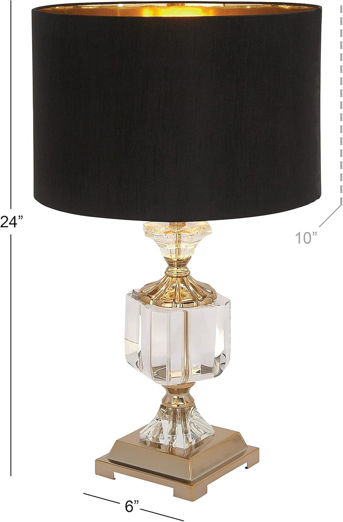 79 Crystal Room Table Lamp Accent Lamp with Gold Accents, Lamp 14" x 14" x 24", Black