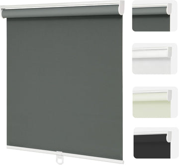 Blackout Roller Shades Cordless for Windows, 100% Room Darkening Window Blinds, Thermal Insulated UV Protection, Easy