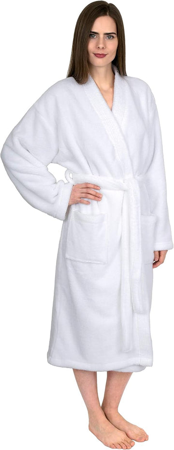 Womens Robe Soft Plush Bathrobe Fleece Kimono Spa Bath Robe for Women
