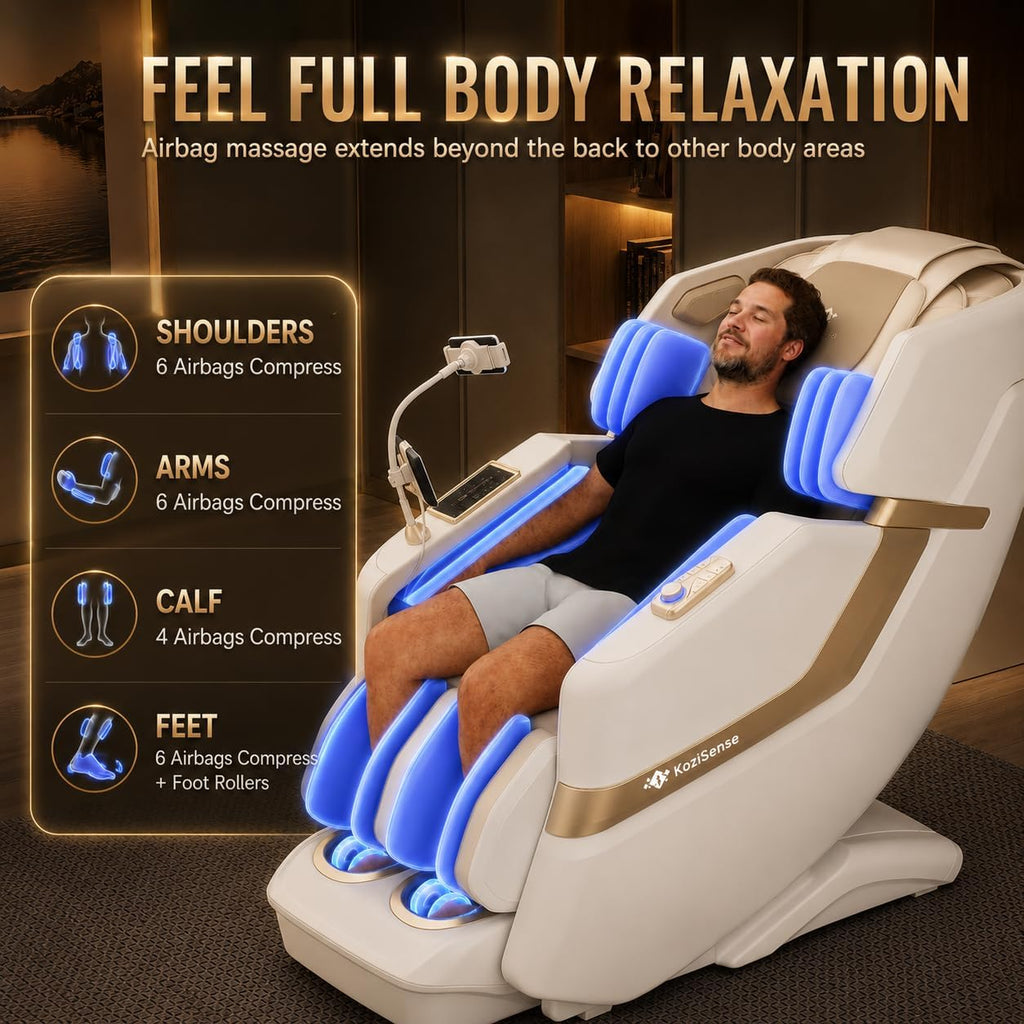 KZ-313 Heated Jade Roller Full Body Massage Chair | 3D Rollers with Heated Jade Rollers, Spacious WIde-Seat, Deep