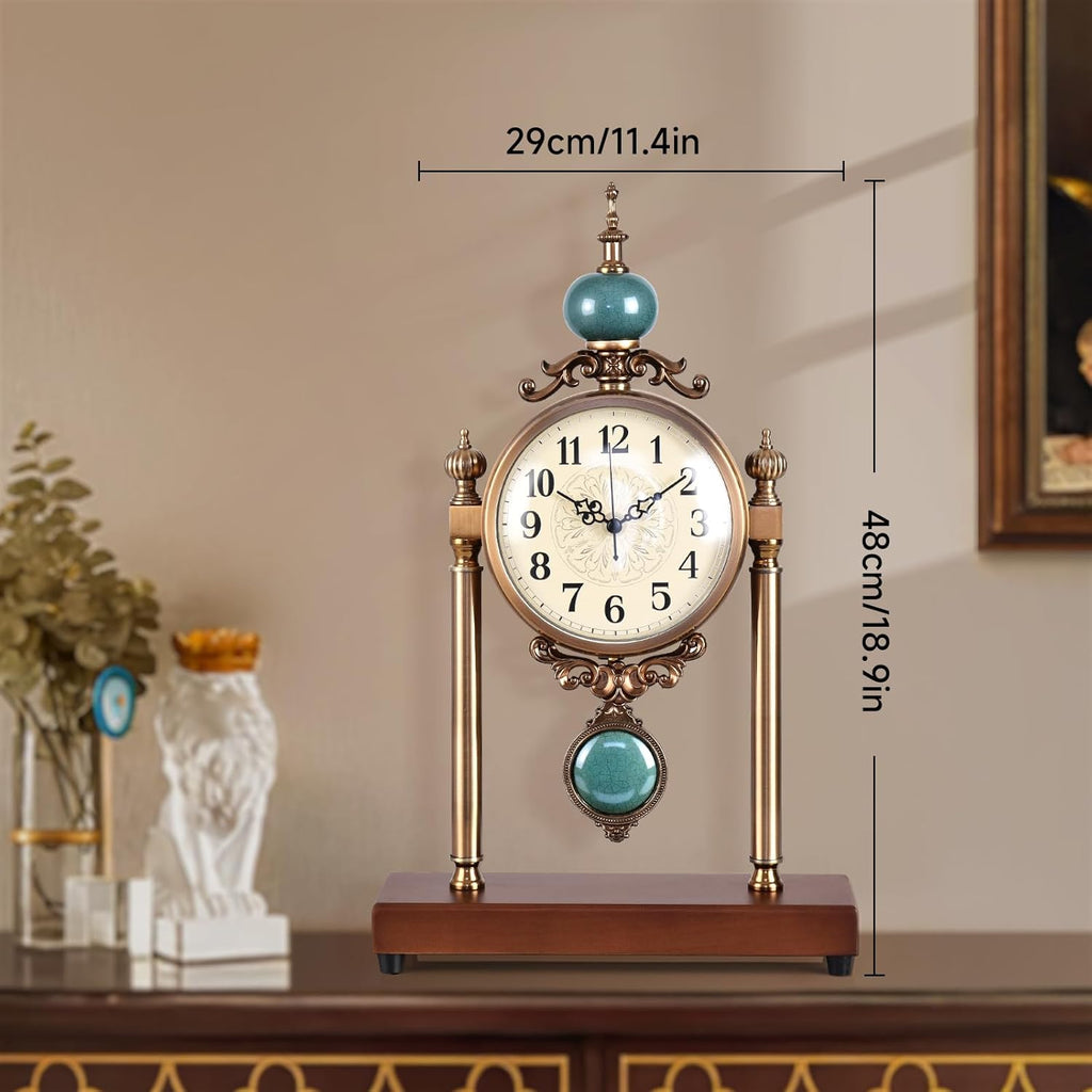 Vintage Fireplace Mantel Clock - Silent Retro Desk Clock for Living Room