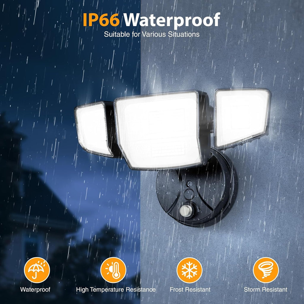 90W Dusk to Dawn Outdoor Lighting,10000lm Flood Lights Outdoor,IP66 Waterproof Black LED Security Light with