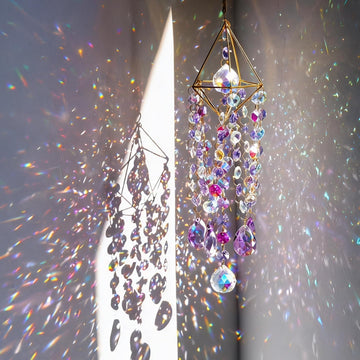 21.5'' Crystal Prisms Suncatcher for Window Hanging,Purple - Rainbow Maker,Sun Catcher Indoor Window