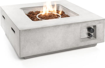 Propane Gas Fire Pit Table 40000 BTU Square Outdoor Firepit with Protective Cover, Durable Metal Construction, and Stylish Design for Patio or