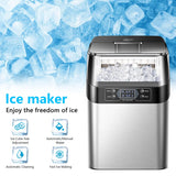 Ice Maker Countertop, 2 Ways to Add Water, 33lbs/24Hrs, 24 Pcs Ready in 13 Mins, Auto-Cleaning Portable Ice Maker