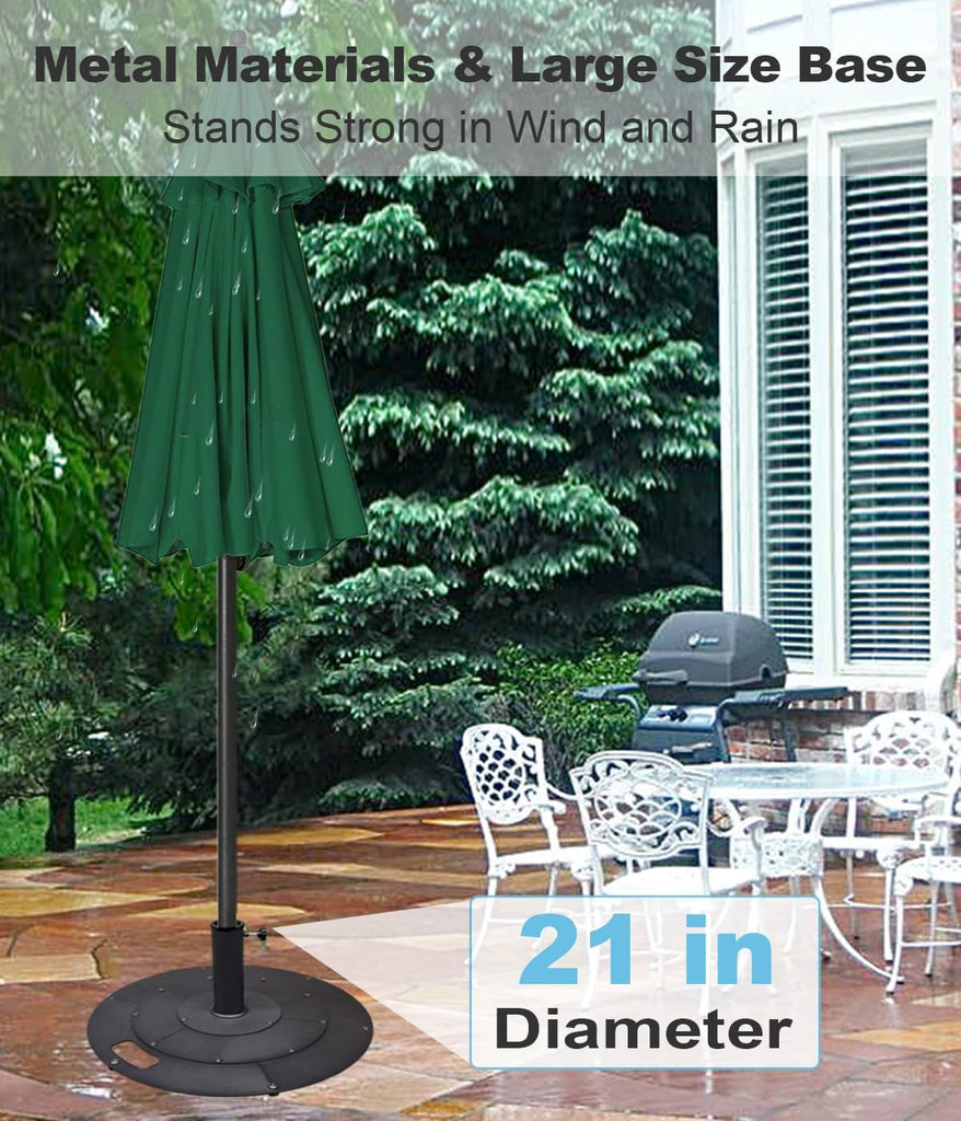 21 Inches Metal Umbrella Base with 2 Adapters for 1-¼" or 1-½" Umbrella Poles