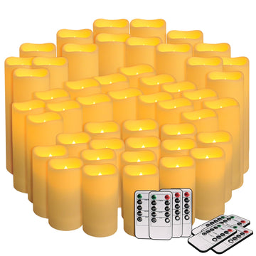 48 Pack Flameless Candles with Remote & 24H Timer - Waterproof Battery Operated Decorative Candles, 3 Sizes(4" 5" 6"