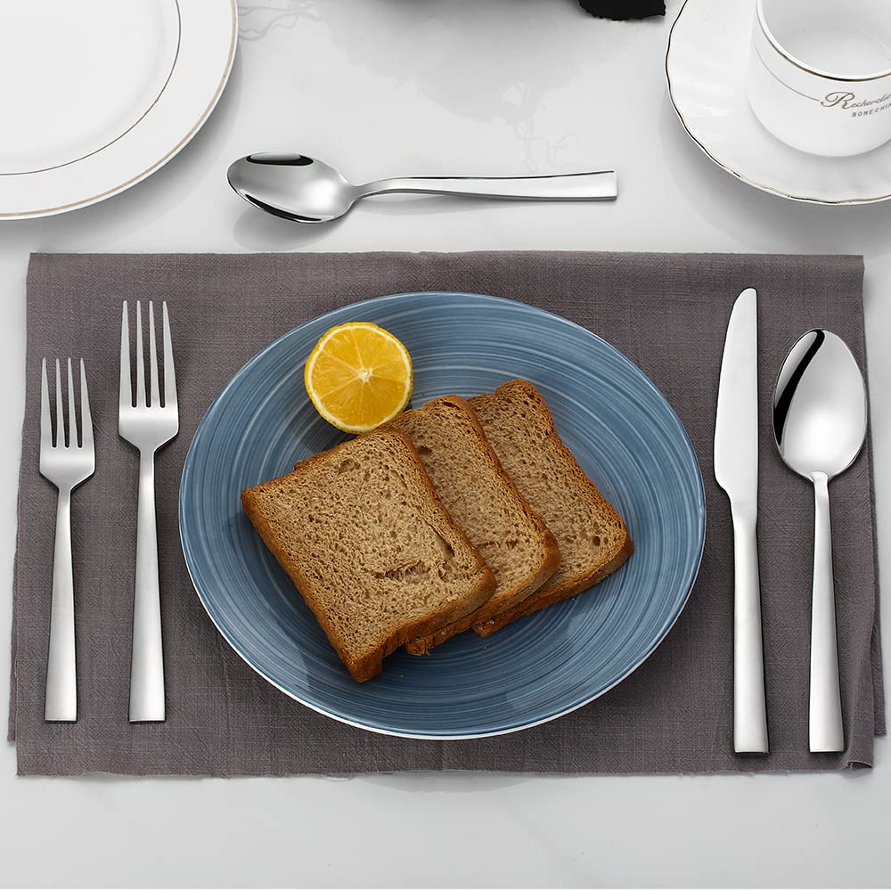 Silverware Set for 6, 30-Piece Stainless Steel Flatware Cutlery Set, Square Edge Kitchen Utensil Include