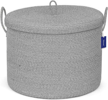 21" x 18" Extra Large storage baskets,Decorative blanket basket with lid ,rope baskets with lid,wicker hamper