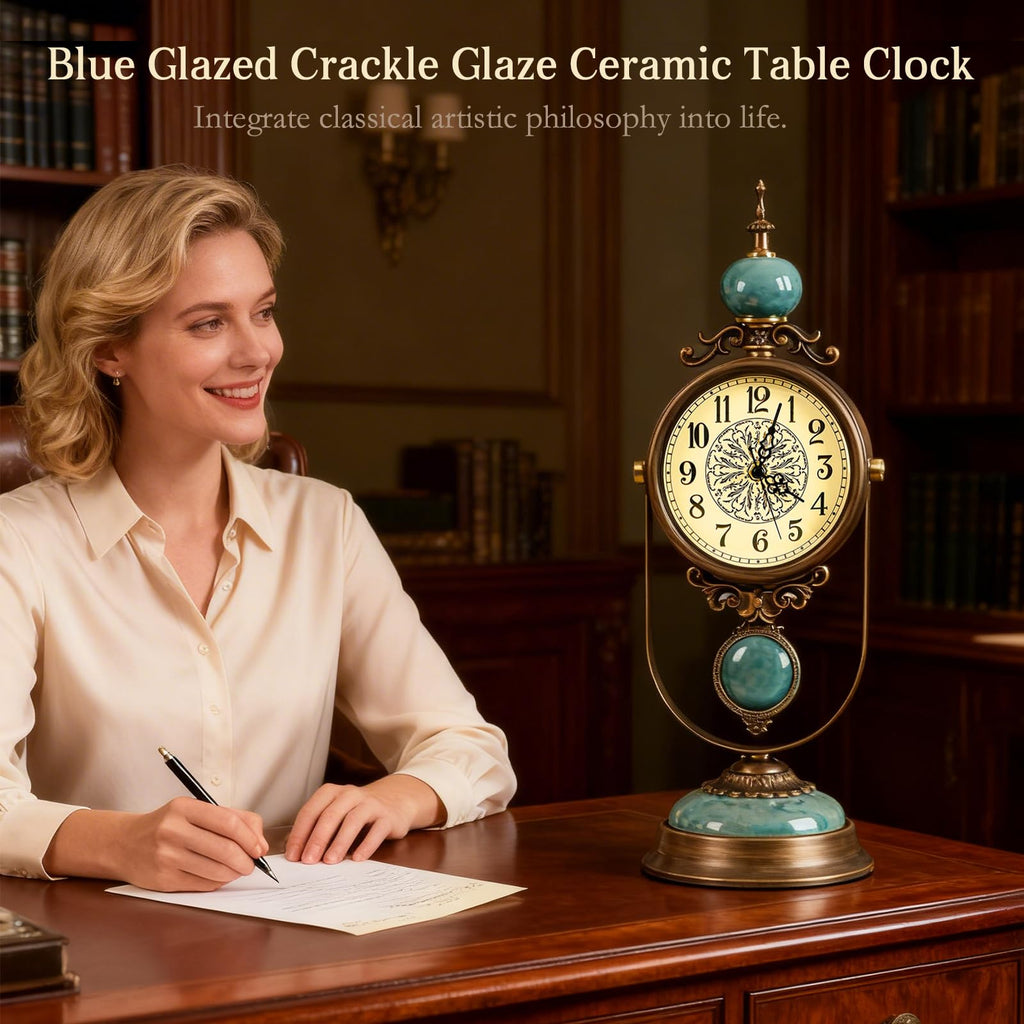 Large Mantel Clock for Fireplace, Vintage Table Clock, 19.3 inch