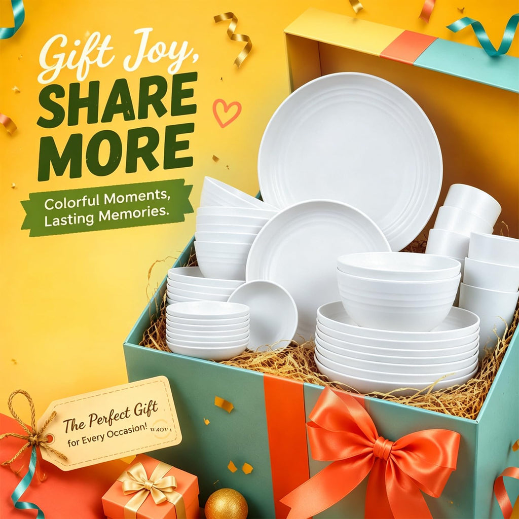 Modern Plates and Bowls Sets for 8, White Dinnerware Sets 40PCS Dishes