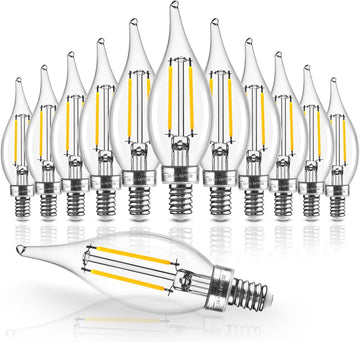 Candelabra Light Bulbs 40W Eq 3000K, Dimmable E12 Bulb, 12 Pack
