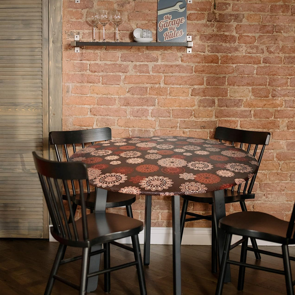 Round Tablecloth, Flannel Backed, Medallion Small Round