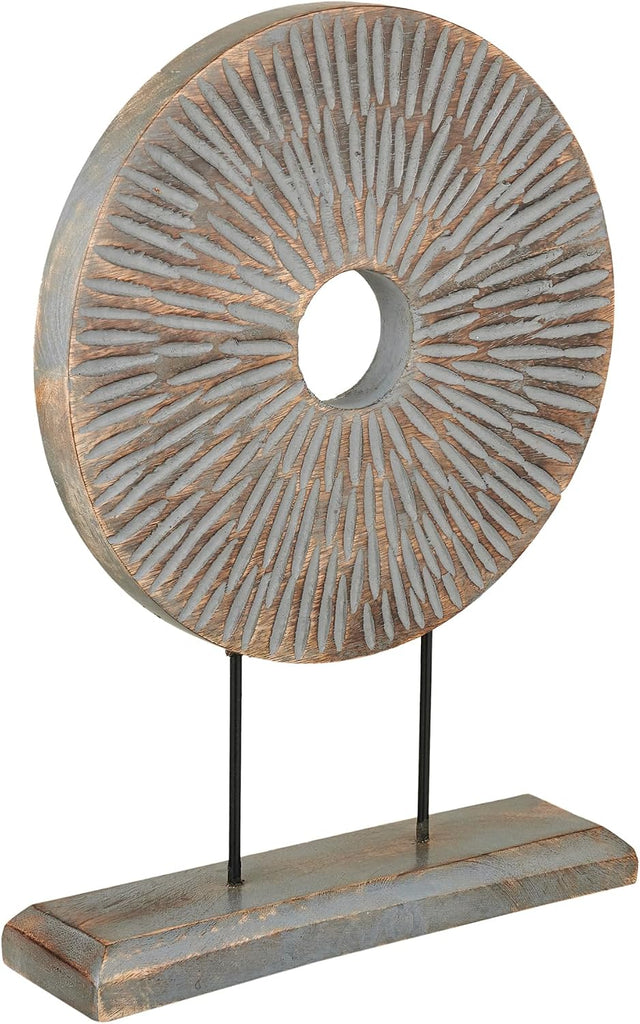 Farmhouse Table Sculpture Home Decor Statue Mandala Carved for Modern Home 10" x 14", Living Room, Fireplace Mantel