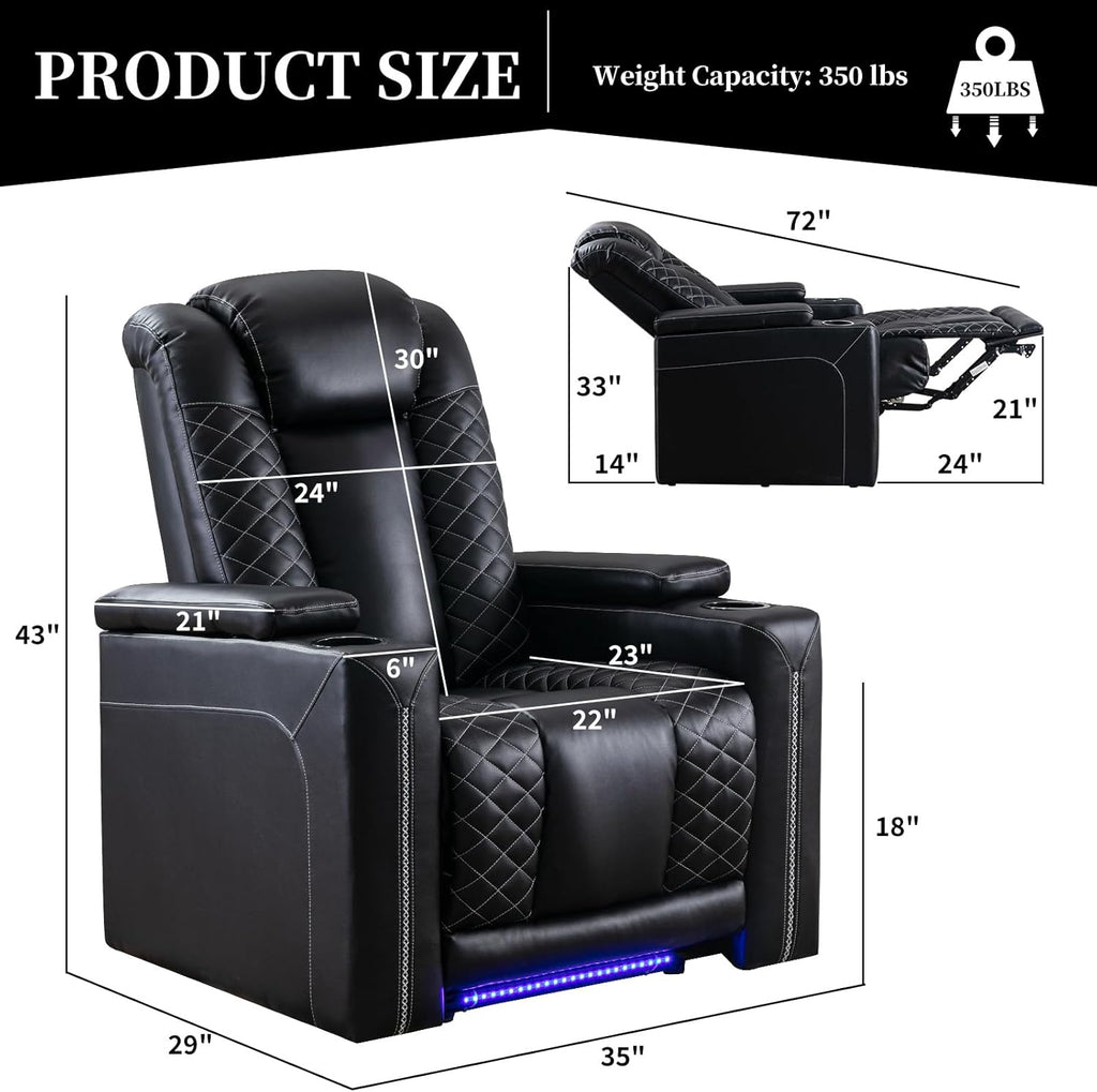 Home Theater Seating with USB Ports and Cup Holders