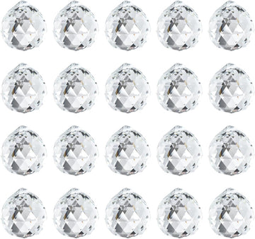 20 Pcs 20mm Clear Crystal Prism Pendant Hanging Crystal Feng Shui Ball Prism Pendant Suncatcher Ball for Wedding