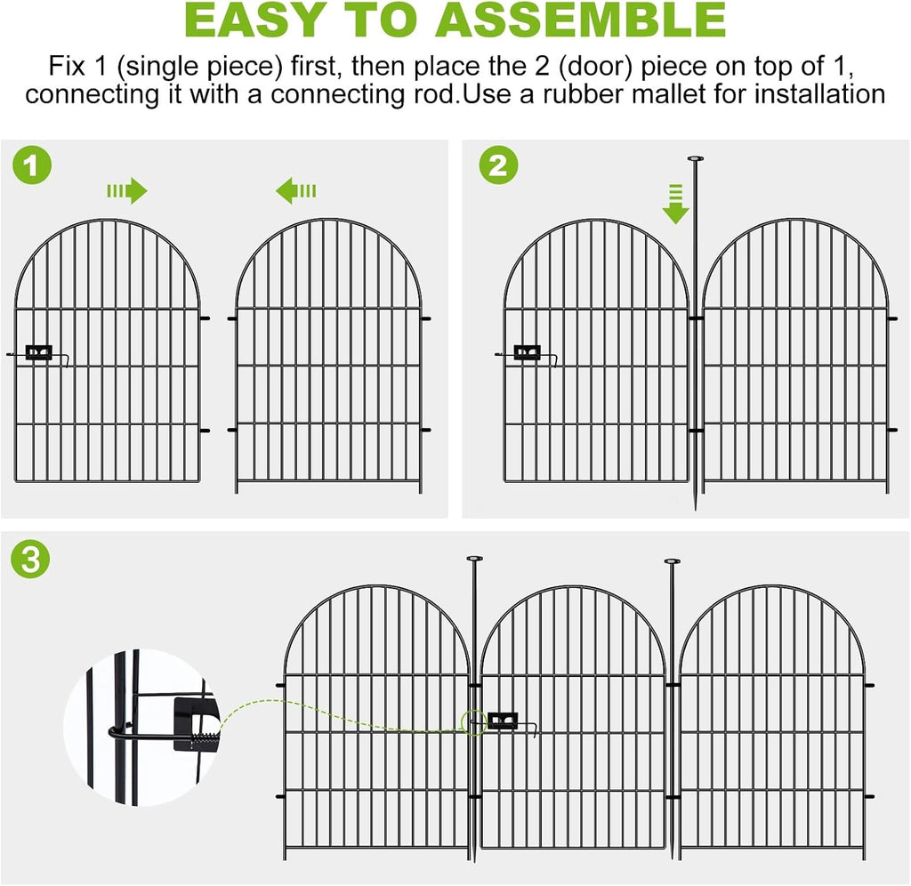 Tall Garden Fence Animal Barrier with Gate, 40 in(H)×43.7ft(L) 20 Panels No Dig Fence for Dogs, Rustproof Metal Wire