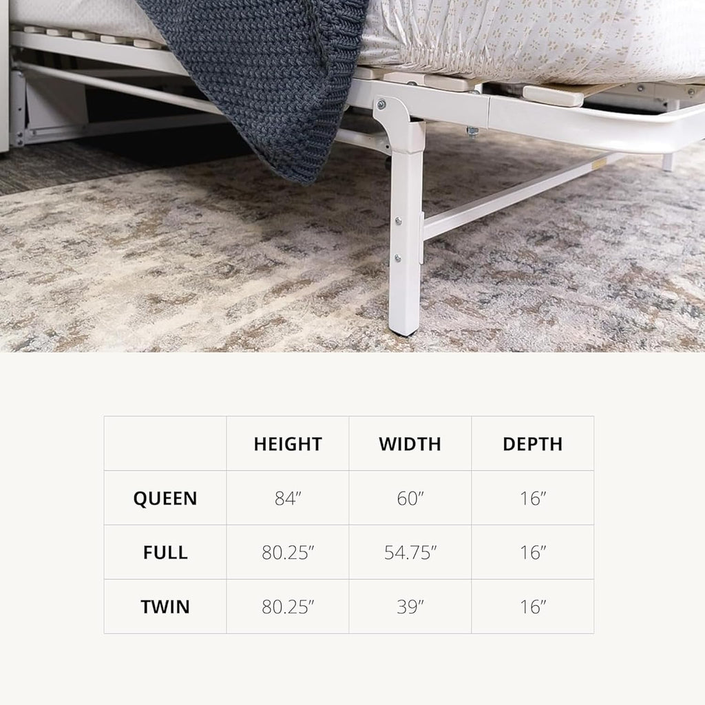 Murphy Bed Frame (Queen) Vertical Wallbed, Powder-Coated Steel Frame for Folding Cabinet, Pull-Out Bed, Hidden