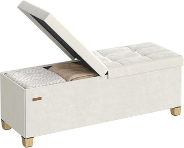Storage Ottoman Bench with Legs, Folding Ottoman Foot Rest with Flipping Lid, Bench with Storage, Velvet, 43.3