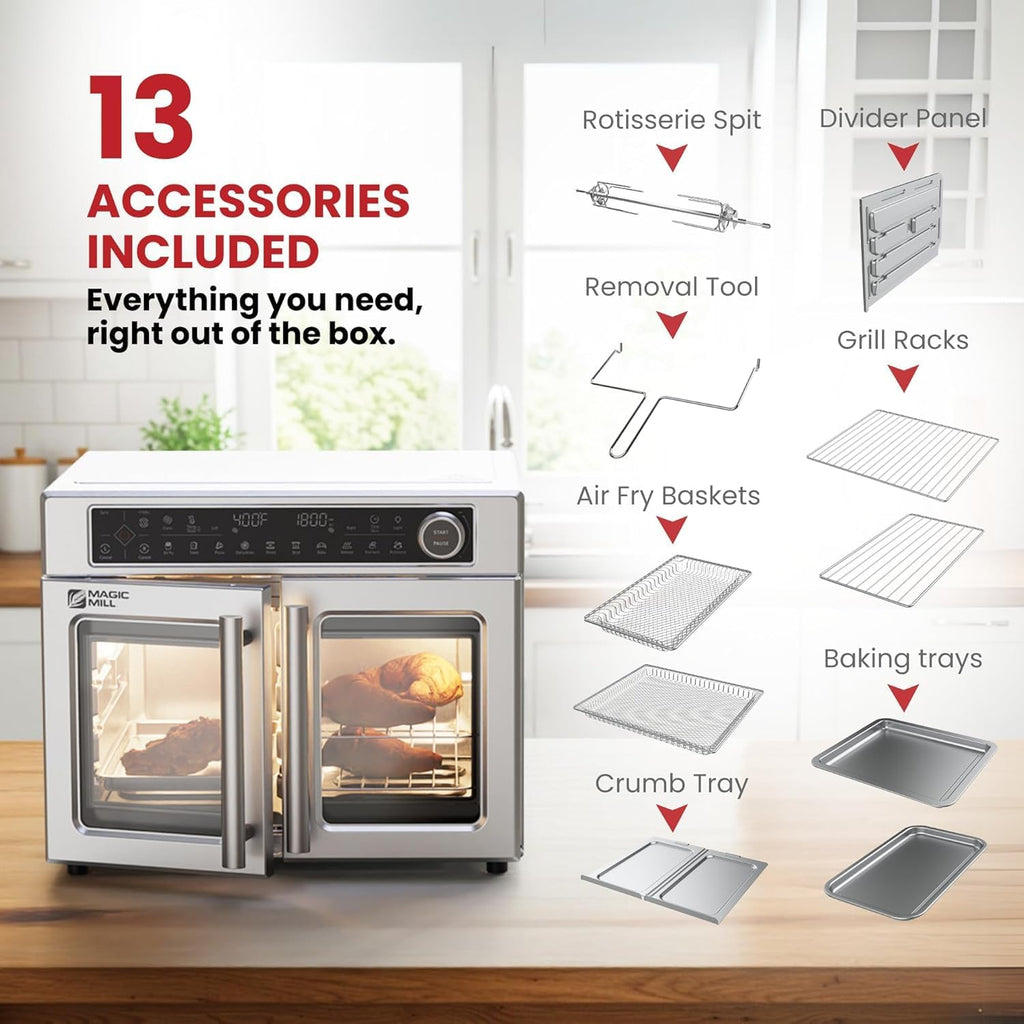 Ultra-Premium Air Fryer Toaster Oven Combo With Independent Dual-Zone Technology, Extra Large 32QT French Door