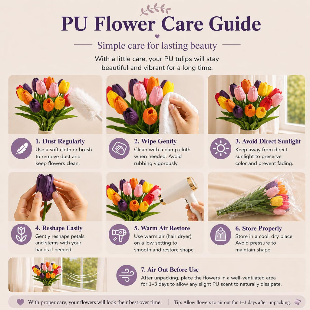 20 Stems Multicolor Artificial Tulip Flowers Centerpieces