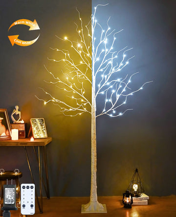 Lighted Birch Tree, 8ft Birch Tree Lights, Large Artificial Twig Tree Light 9Modes Timer for Indoor Outdoor
