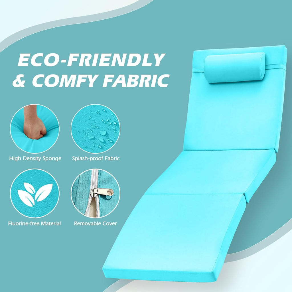 Chaise Lounge Chairs Outdoor Set of 4, Comfy Outside Wicker Patio Pool Lounge Chair w/ 5 Adjustable Back Angle, Cup
