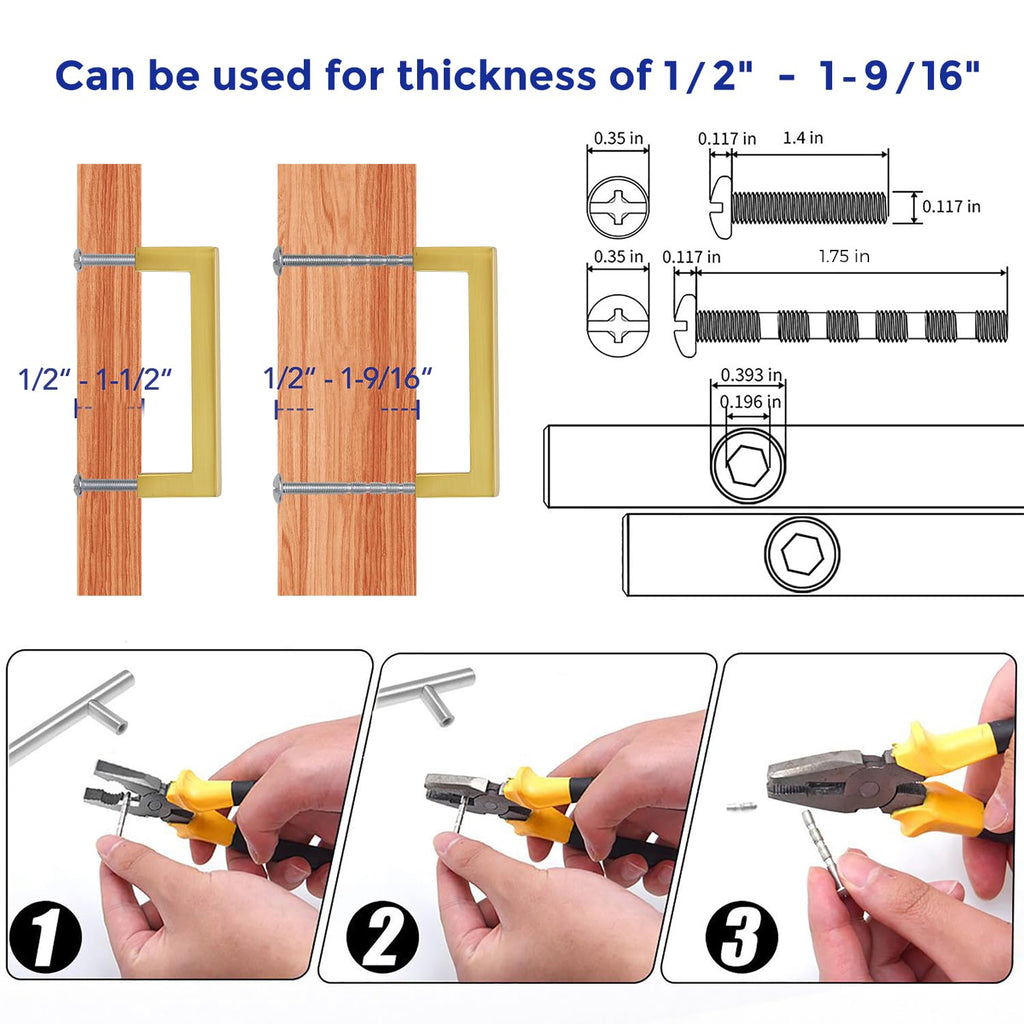 Gold Cabinet Handles Solid Cabinet Pulls, 3 Inch CC, 20 Pack