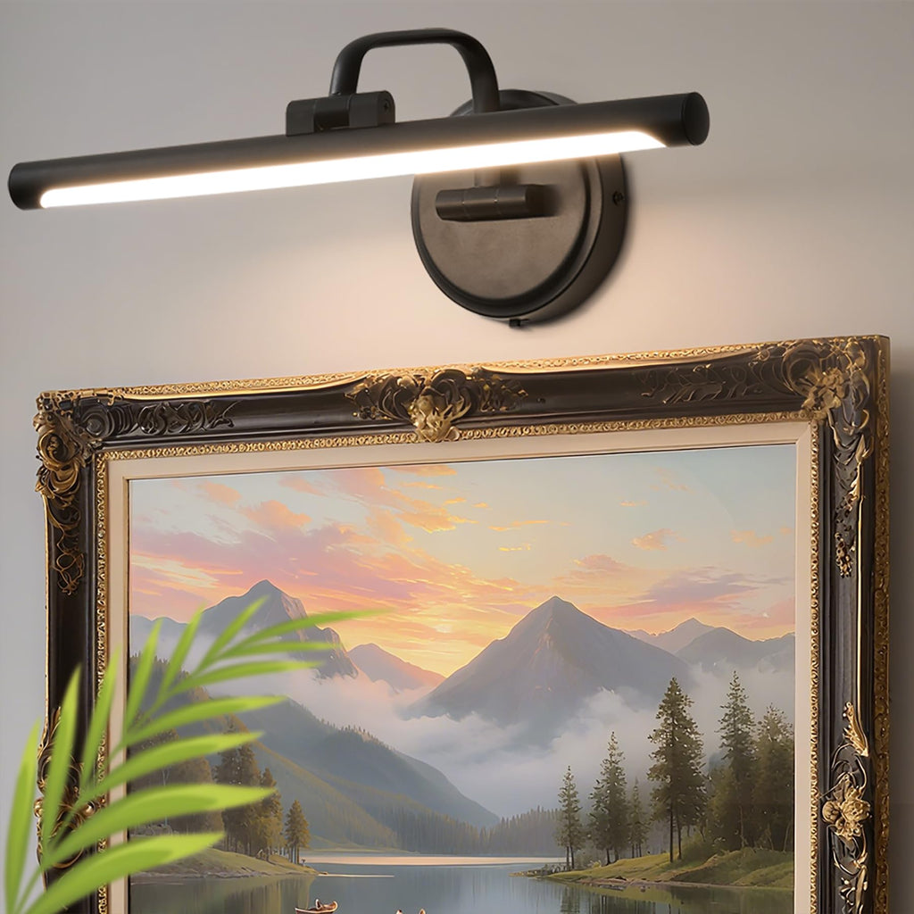 Hardwired Picture Light for Wall, 16 Inch Modern Brass Dimmable Frame Light with Adjustable Swing Arm, 3CCT LED Art