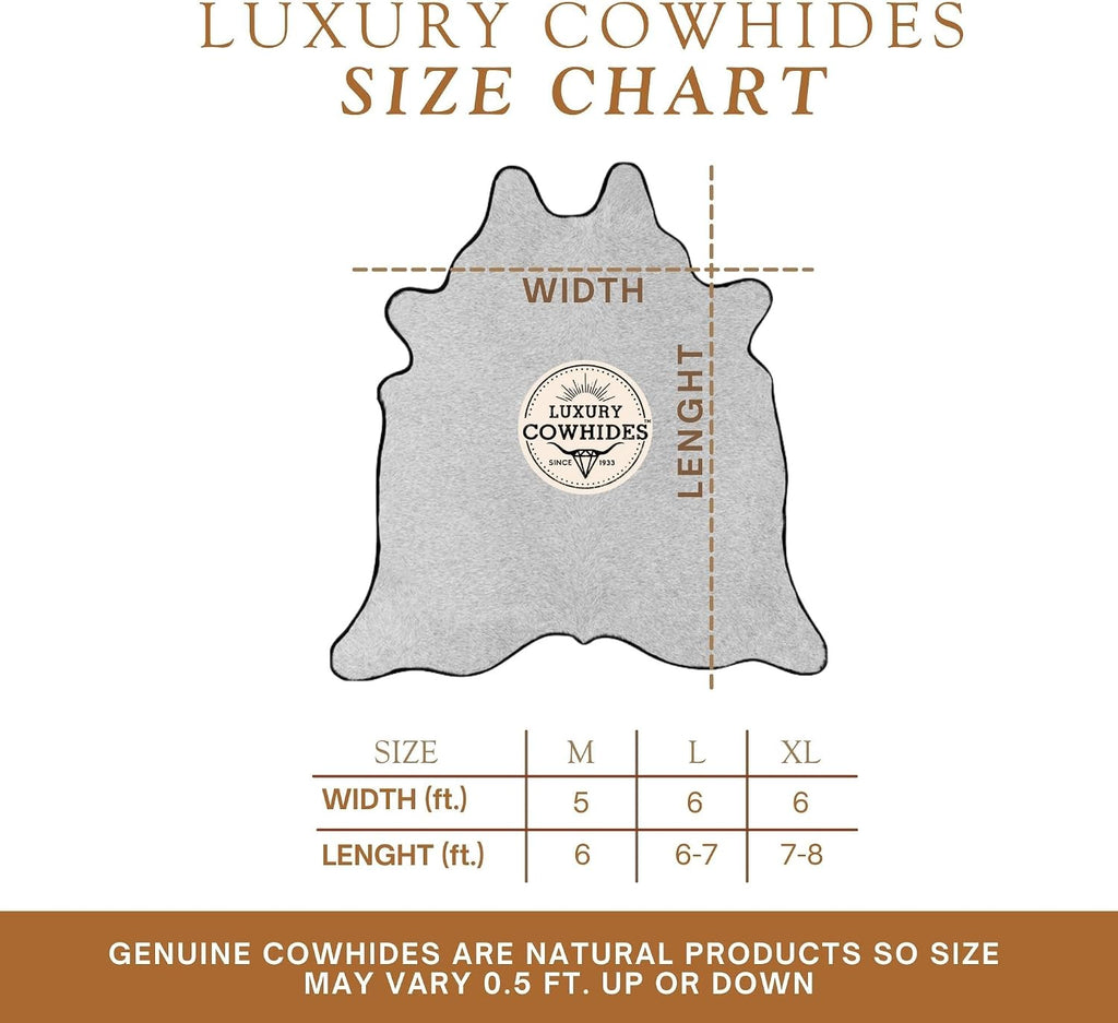 Genuine Cowhide Rug - Rustic Cowskin Carpet, Dining, & Office - Thick Animal Skin for Floor, Wall, Table Décor