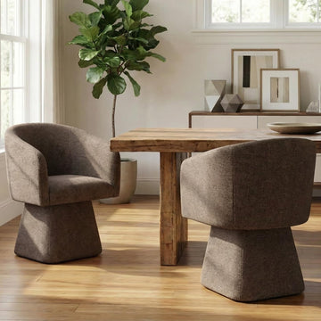 Upholstered Swivel Set of 2 with Barrel Back and Arm