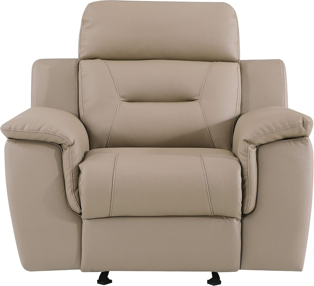 Walker Leather Match Upholstered Reclining Living Room Chair, Hazel Wood