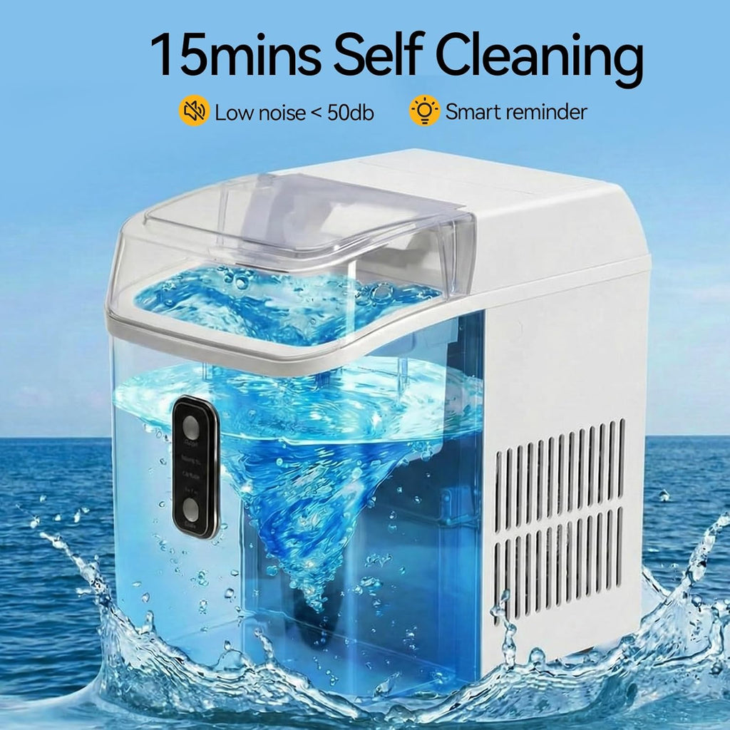 Nugget Ice Makers Countertop, Portable Nugget Ice Machine, Ready in 6 Mins, 24lbs in 24Hrs, Auto-Cleaning