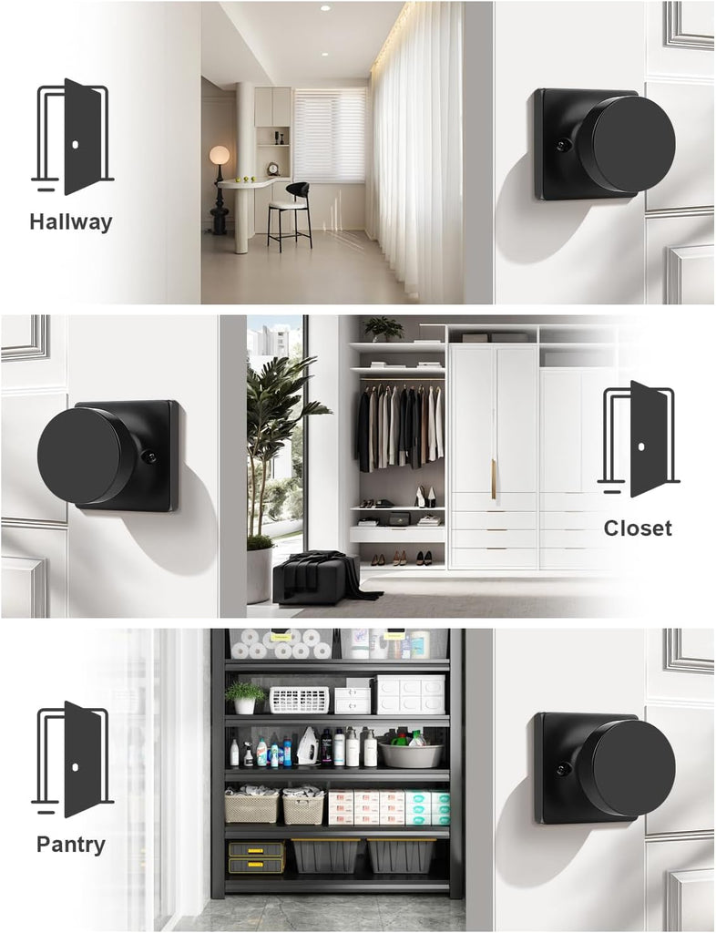 2 Pack Dummy Door Knob, Interior Single Side Door Handle, Matte Black No-Turning Door Dummy Knob Inactive Half Dummy