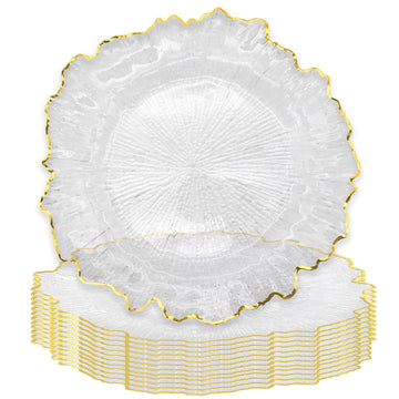 13 Inch Clear Acrylic Charger Plates - Set of 12 Modern & Elegant Plastic Table Mats for Dining Table Settings