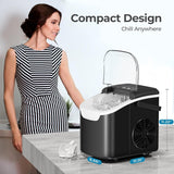 Countertop Ice Maker Machine, 8 Ice Cubes in 6 mins, 26lb/Day Ice with 2 Sizes- Portable Mini, Energy Saving &
