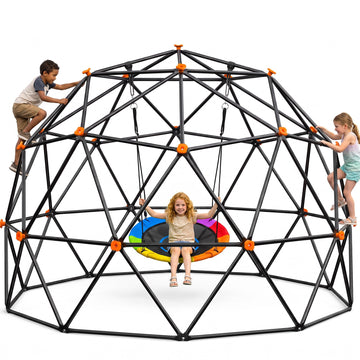 7.2 ft Tall Climbing Dome Swing Set with Saucer Swing for Kids 3-12