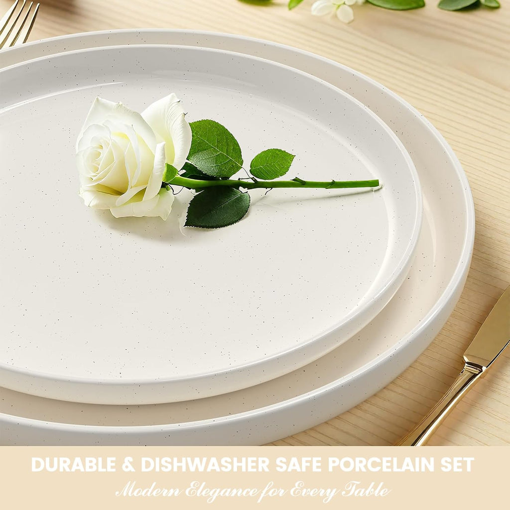 Plates and Bowls Sets, Dinnerware Sets for 4, 12 Pieces Scratch Resistant Dishware Dishes Set