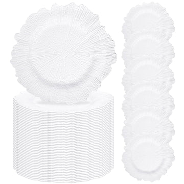 50 Pcs White Charger Plates Bulk 13 Inch Plastic Plate