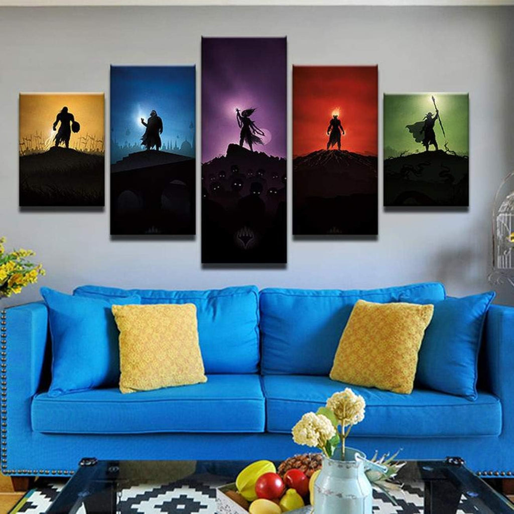 Magic: The Gathering MTG 5 Panel Canvas Print Wall Art (8x14x2,8x18inx2,8x22inx1)