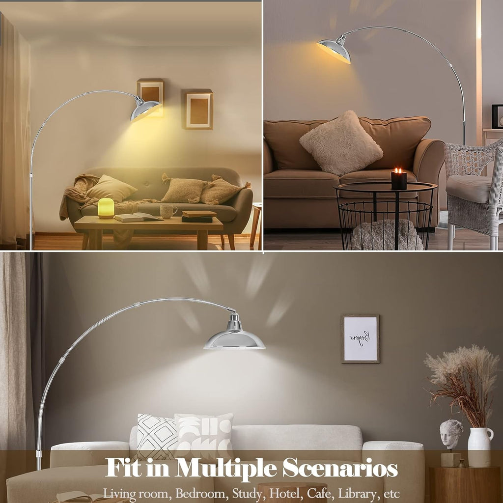 Modern 77" Arc Floor Lamp - Adjustable Sliver Standing Lamp, Rotatable Arch Metal Pole Task Lamp Over The Couch