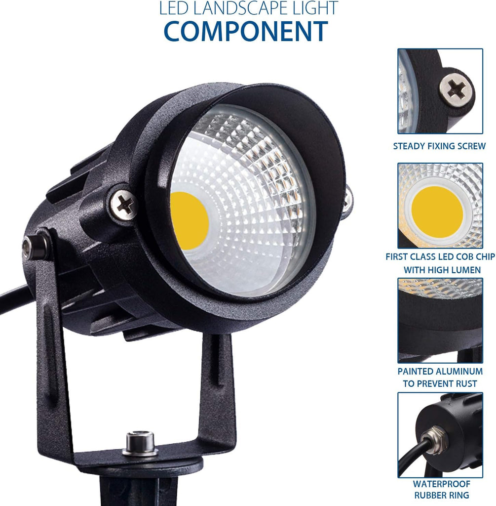 Outdoor Landscape LED Lighting 12W Waterproof Garden Lights COB Led Spotlights with Spiked Stand for Lawn Decorative