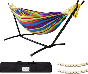 Hammock with Stand for Outside | 450lb Capacity Steel Stand, Premium Carry Bag Included and Two Anti Roll Balance Beam