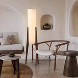 Farmhouse Floor Lamp,Walnut Wood Vintage Standings Lamp with Foot Switch, 3 Color White Fabric Tall Lamp