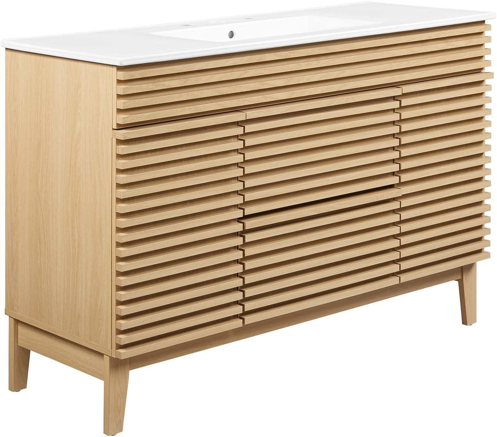 Render 48" Single Bathroom Vanity in Oak White A133-B0BLD14F3W